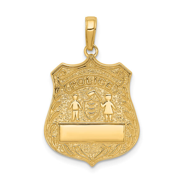 Unisex Gold Classics&#40;tm&#41; 14kt Gold Large Police Badge Pendant - image 