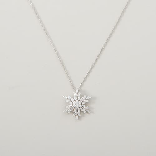 Clear Cubic Zirconia Snowflake Pendant Necklace - image 