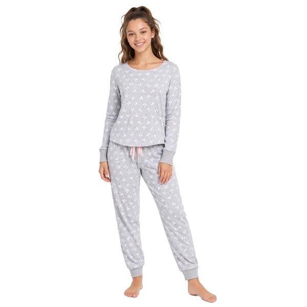 Juniors Pillow Talk Long Sleeve Cat Face Joggers Pajama Set - image 