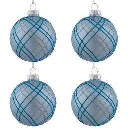 Northlight Seasonal 4pc. Silver Plaid Pattern Glass Ornament