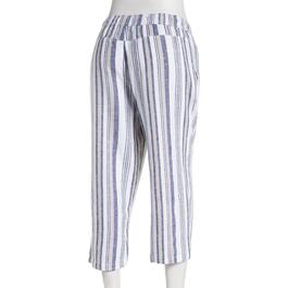 Womens Architect&#174; Linen Stripe Capri Pants-Indigo / Tan