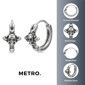 Mens Lynx Ion Plated Stainless Steel Skull Hoop Earrings - image 4