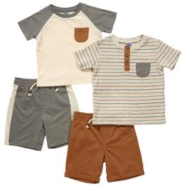 Toddler Boy Little Lad&#40;R&#41; 4pc. Striped Patch Mix & Match Shorts Set