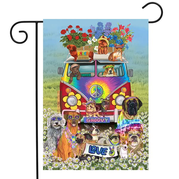 Briarwood Lane Groovy Pups Spring Garden Flag - image 