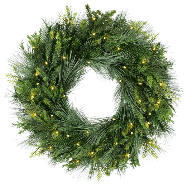 Puleo International 24in Pre-Lit Warm White LED Artificial Wreath - image 