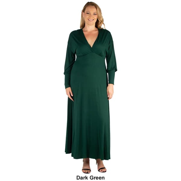 Plus Size 24/7 Comfort Apparel V-Neckline Empire Waist Dress