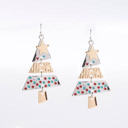 Mixed Metal Christmas Tree Earrings