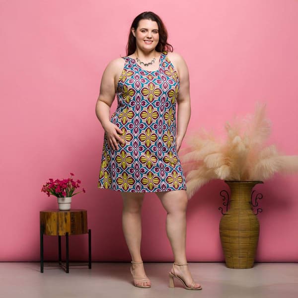 Plus Size 24/7 Comfort Apparel Floral Sleeveless Shift Dress