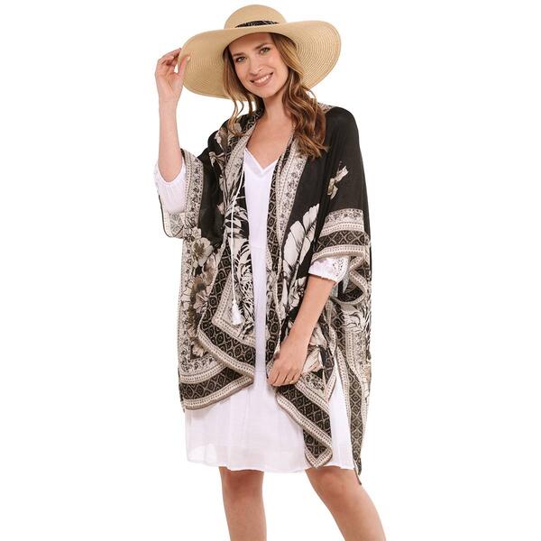 Womens Vince Camuto Tropical Kimono w/ Hat - image 