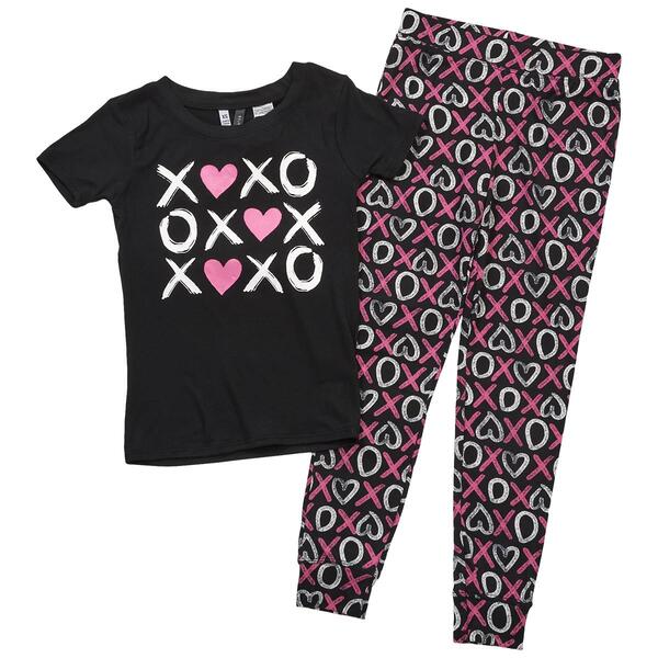 Big Kids Short Sleeve XOXO Hearts Jogger Pajama Set - image 