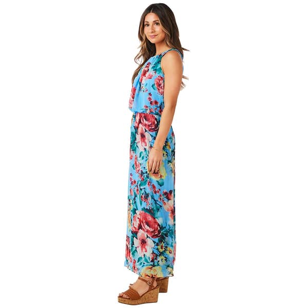 Womens Robbie Bee Sleeveless Floral Blouson Chiffon Maxi Dress - Boscov's