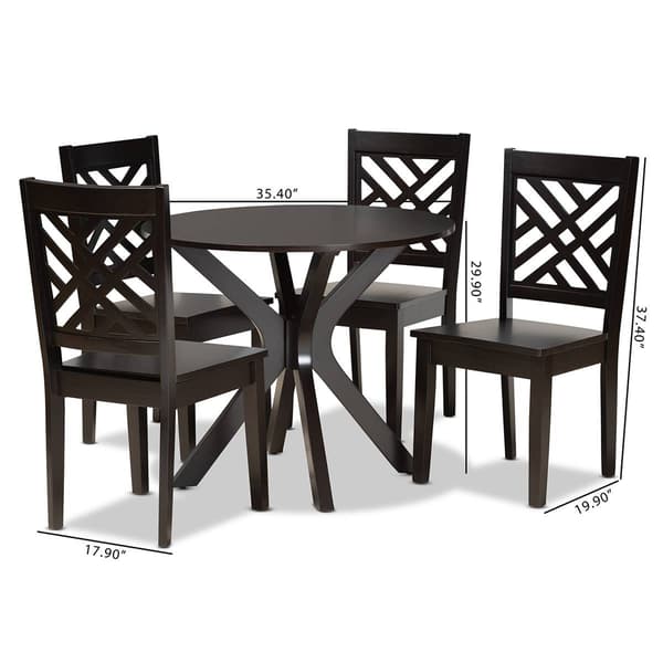 Baxton Studio Ela Dark Brown Finished Wood 5pc. Dining Set