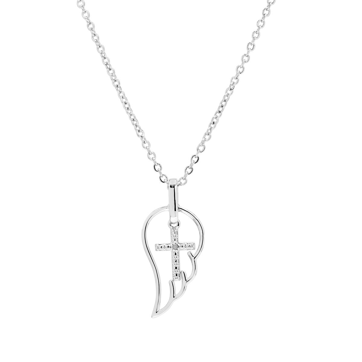 Gianni Argento Silver Plated Diamond Accent Cross Wing...