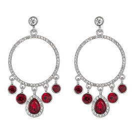 Roman Color Social Ruby Crystal Chandelier Post Dangle Earrings