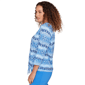Petite Hearts of Palm Embraceable Blue Geometric Keyhole Blouse - image 4