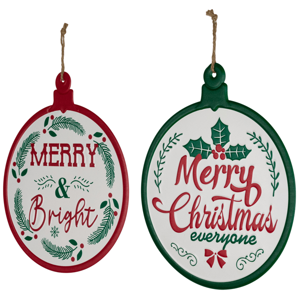 Northlight Merry & Bright Ornament Christmas Wall Signs Set of 2