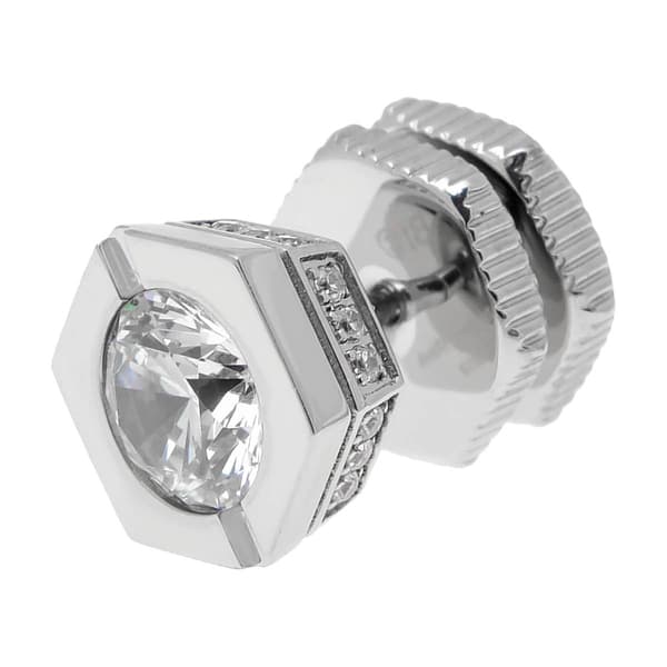 Mens Lynx Stainless Steel Mano Stud Hex Earring - image 