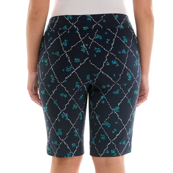 Womens Zac & Rachel Pull On Floral Vine Bermuda Shorts
