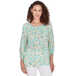 Plus Size Skye''s The Limit Soft Side Floral 3/4 Sleeve Blouse