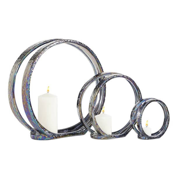9th & Pike&#174; Silver Ceramic Glam Candlestick Holders - Set of 2