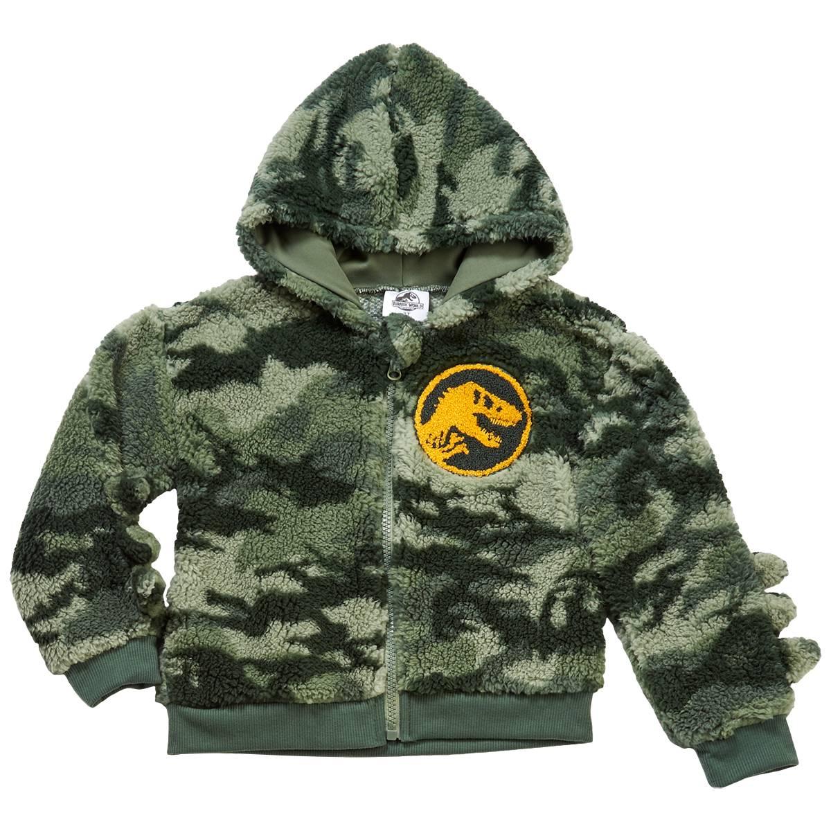 Toddler Boy Jurassic World 3D Sleeve Spikes Hooded Sherpa Jacket