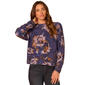 Petites Democracy Lg Ruch Slv Hi Rnd Mck Nk Flrl Sweater - image 1