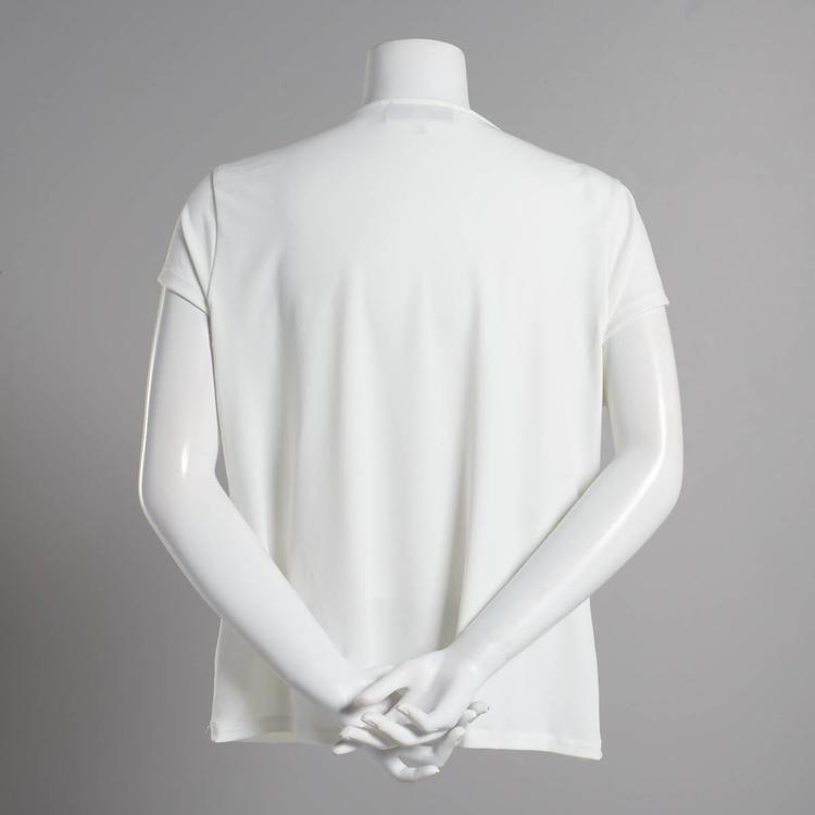Petite Kasper Solid Short Sleeve Drape Neck Blouse