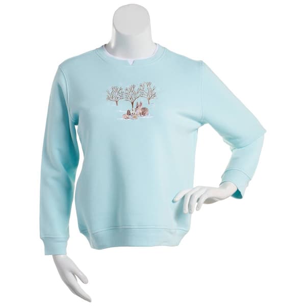 Womens Hasting & Smith Long Sleeve Snowflake Bunnies Sweatshirt