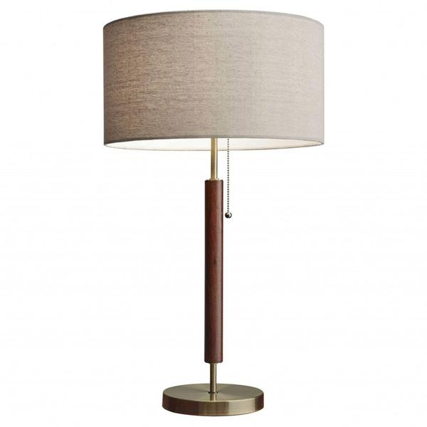HomeRoots 26in. Antiqued Brass Solid Wood Table Lamp