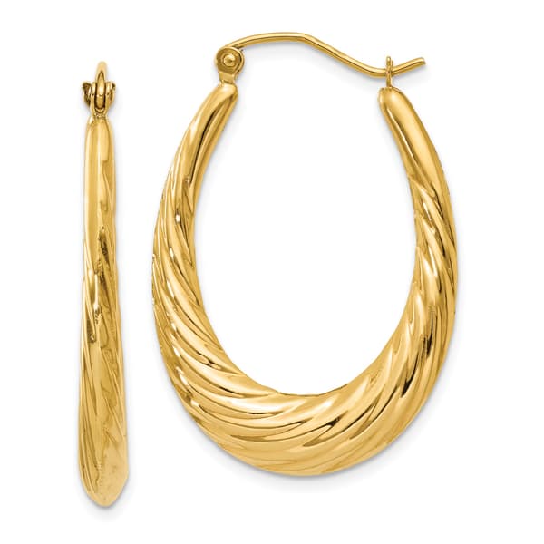 Gold Classics(tm) 14k Gold Twisted Oval Hoop Earrings - image 