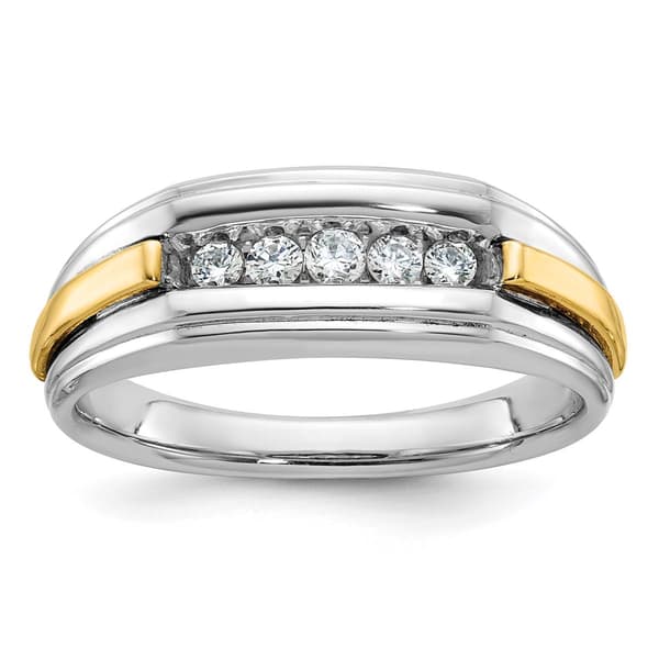 Mens Gentlemens Classics&#40;tm&#41; 14kt. Two Tone Polished Diamond Ring - image 