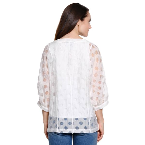 Womens Ali Miles 3/4 Sleeve Burn Out Dot Blouse