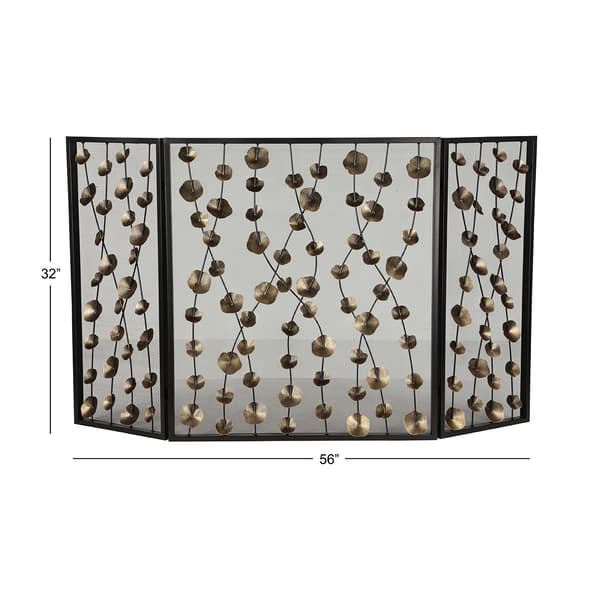 9th & Pike® Gold Metal Modern Fireplace Screen