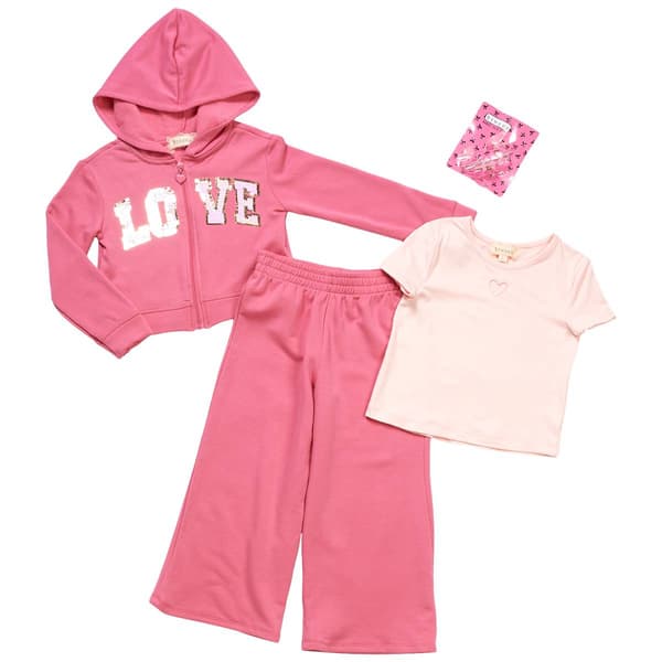 Girls &#40;4-6x&#41; BTween&#40;R&#41; 3pc. Sequin Love Jacket & Wide Leg Pants Set - image 