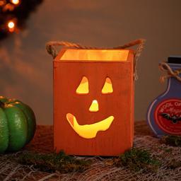Northlight Seasonal 6.25in. Wood Jack O Lantern Candle Lantern