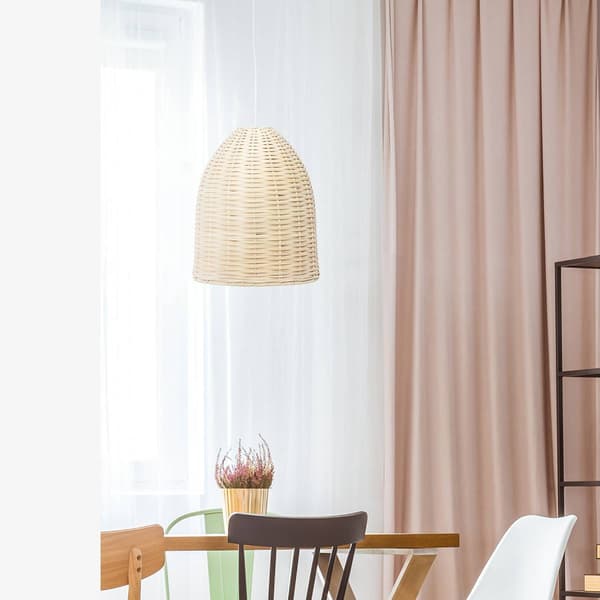 Elegant Designs Coastal Elongated Dome Rattan Pendant Light