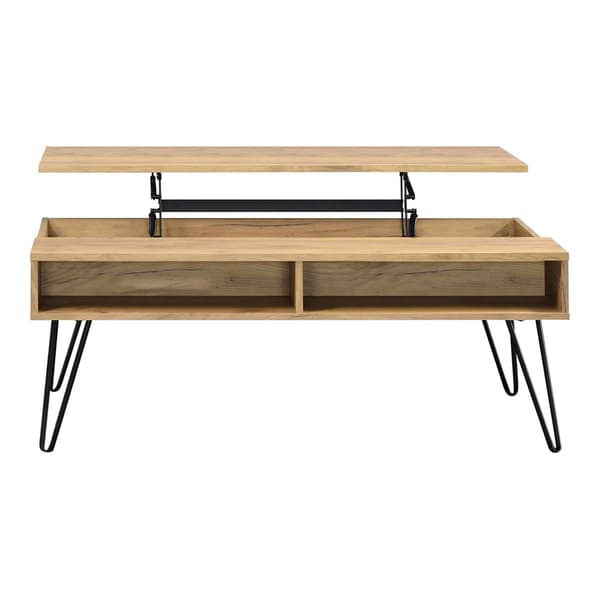 Coaster Lift Top Storage Coffee Table - Golden Oak and Black - image 