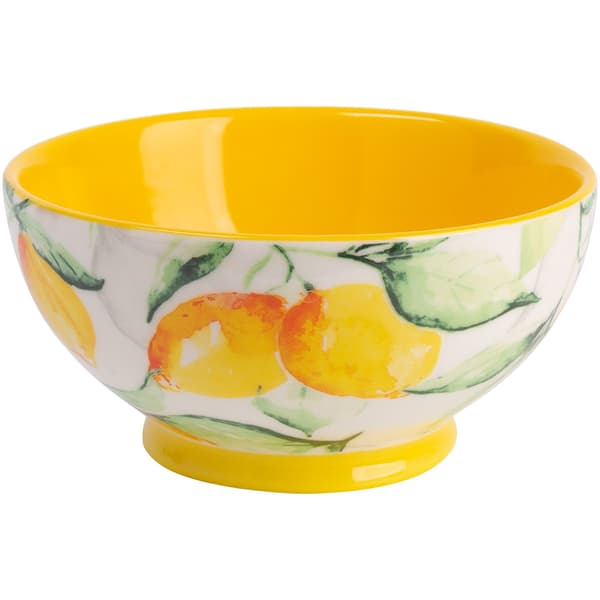 Home Essentials 5.1in. Lemon Garden Footed Soup/Cereal Bowl - image 