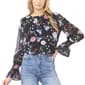 Womens Cece Long Sleeve Smocked Cuff Crew Neck Floral Blouse - image 1