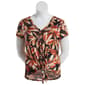 Womens C''est La Vie Short Sleeve Leaf Button/Tie Front Blouse - image 1