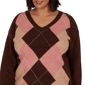 Plus Size Hearts of Palm Berry Fabulous V Neck Argyle Sweater - image 5
