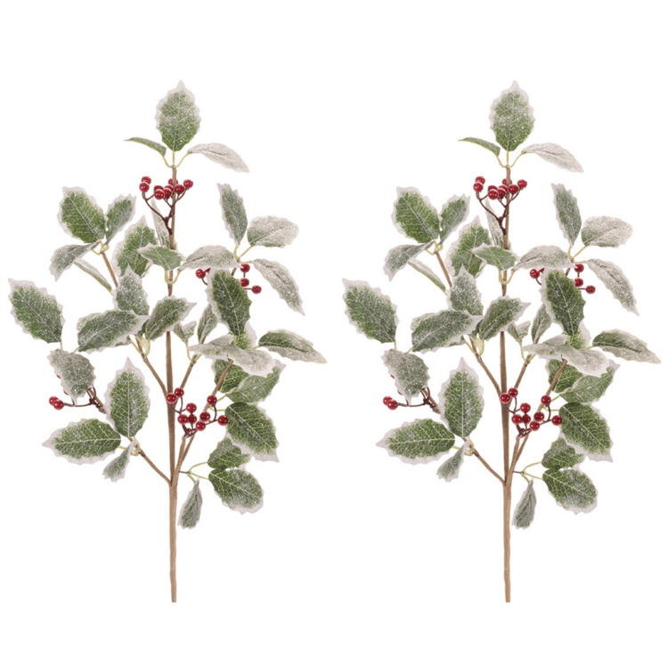 Melrose Holly Leaf & Berry Spray - Set of 2