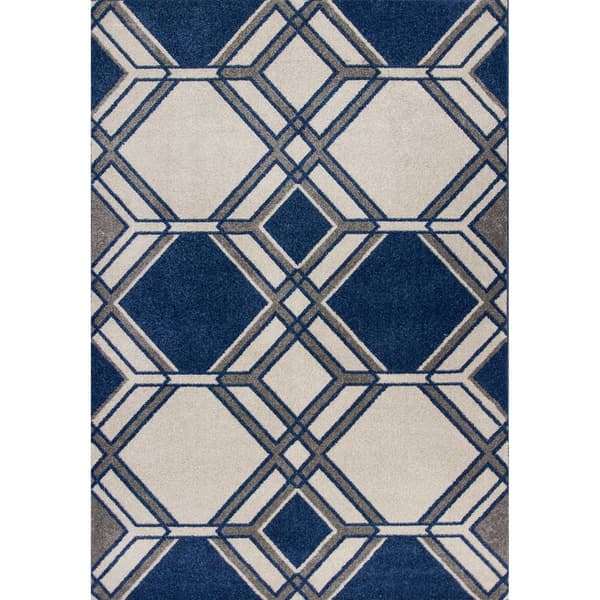 KAS Lucia Grey Ivory Denim Grant Rectangular Rug