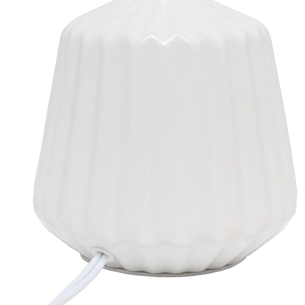 Simple Designs Petite Off White Ceramic Pleated Base Table Lamp