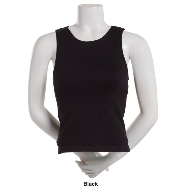 Juniors No Comment Seamless Rib Racer Back Tank Top