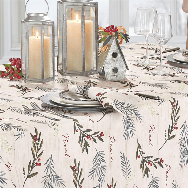 Threadmade Holiday Tree Trimmings Tablecloth
