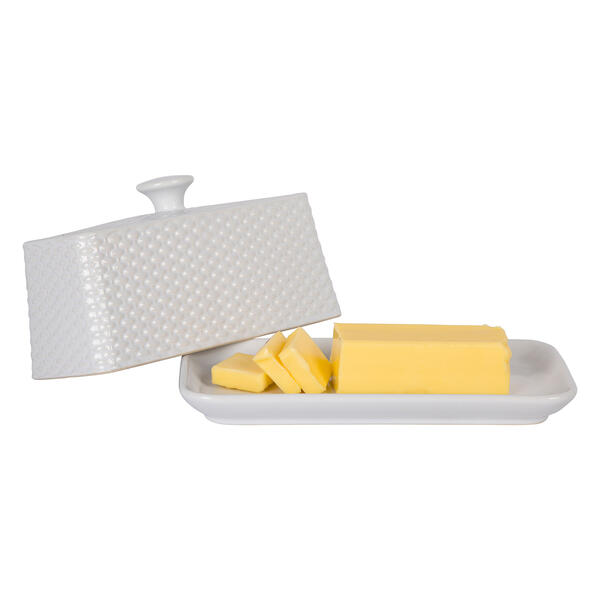 Home Essentials 8in. Basket Weave Embossed Butter Dish - image 