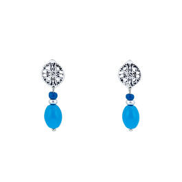 Ruby Rd. Silver-Tone Blue Bead Drop Filigree Post Earrings
