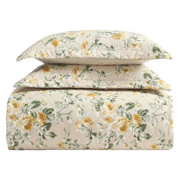 Laura Ashley Roses Cotton King Quilt Set