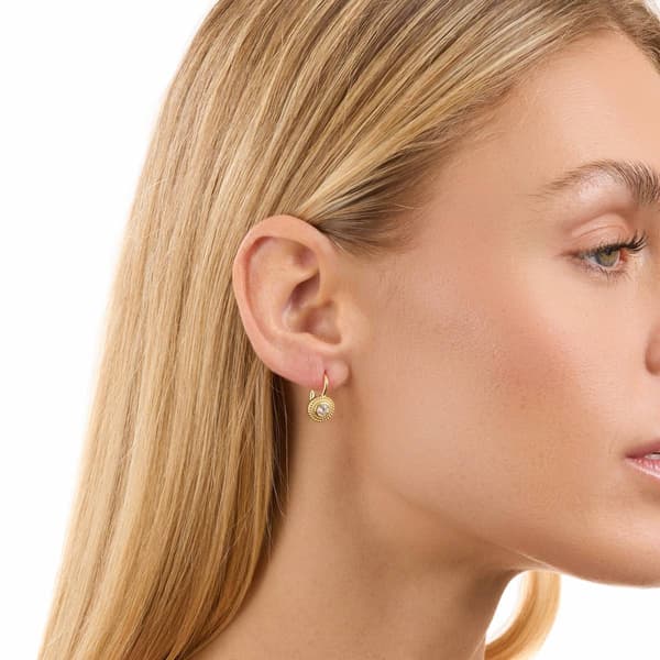 Athra 14kt. Gold over Brass Round CZ Drop Earrings